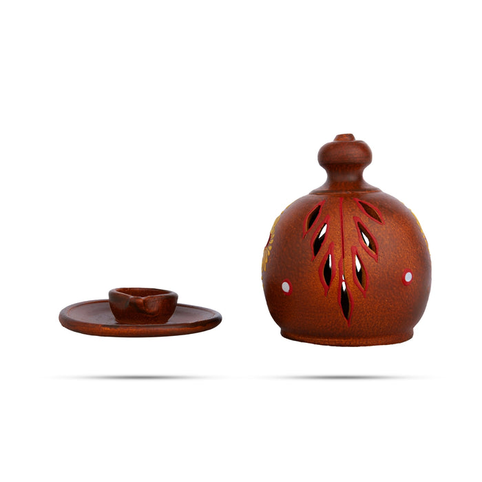 Plate Dhoom Agal - 5.5 Inches | Decorative Terracotta Clay Dhoom / Plate Dome For Pooja Decor