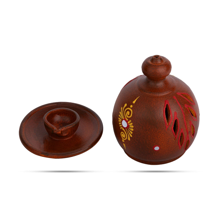 Plate Dhoom Agal - 5.5 Inches | Decorative Terracotta Clay Dhoom / Plate Dome For Pooja Decor