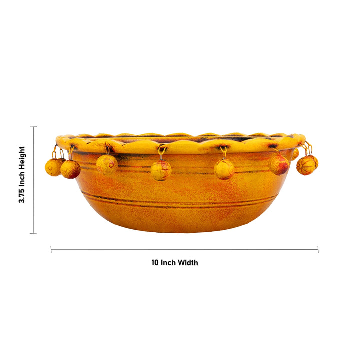Urli with Gunguroo - 3.75 x 10 Inches | Terracotta Clay Uruli/ Decorative Flower Pot for Festive Decor