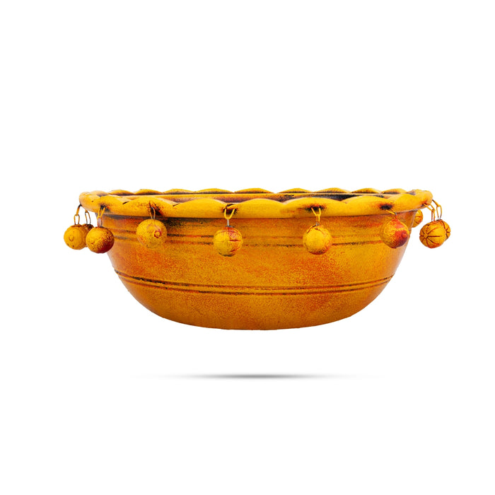 Urli with Gunguroo - 3.75 x 10 Inches | Terracotta Clay Uruli/ Decorative Flower Pot for Festive Decor