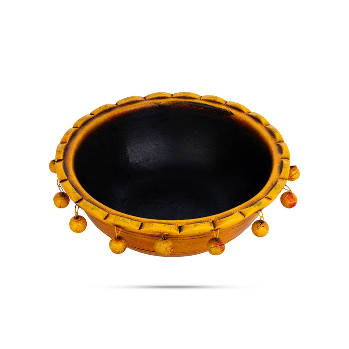 Urli with Gunguroo - 3.75 x 10 Inches | Terracotta Clay Uruli/ Decorative Flower Pot for Festive Decor