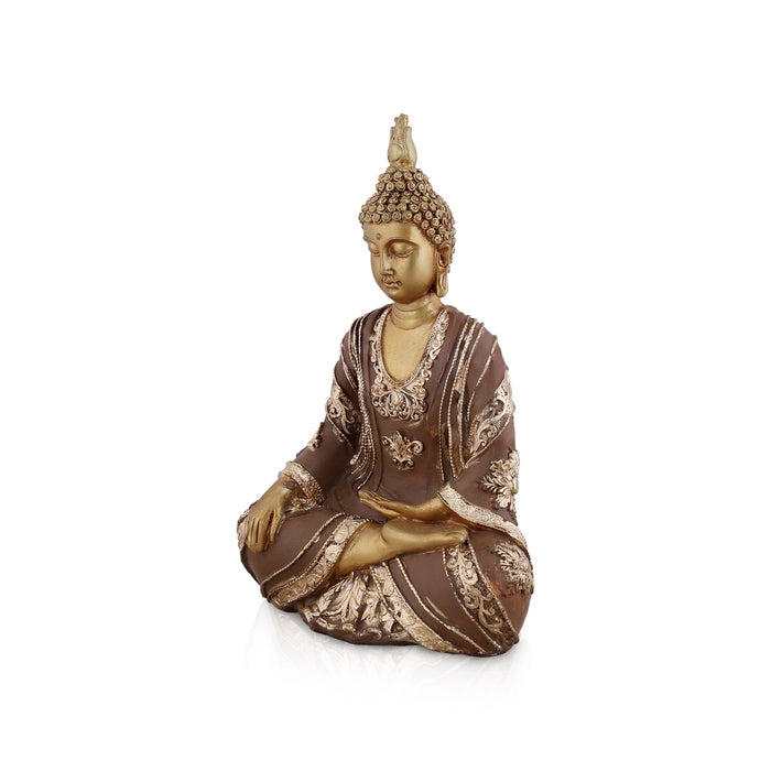 Buddha Sitting Statue - 10 x 7 Inches | Resin Idol/ Buddha Murti For Home Decor