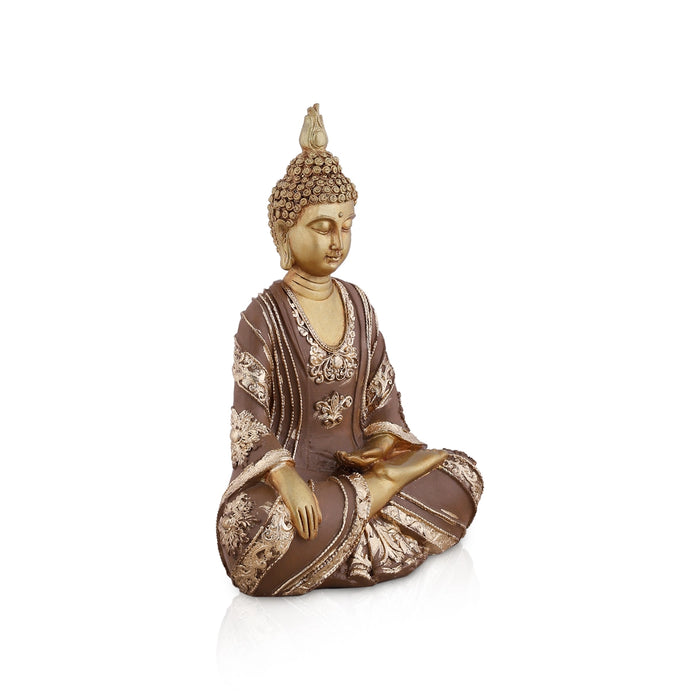 Buddha Sitting Statue - 10 x 7 Inches | Resin Idol/ Buddha Murti For Home Decor