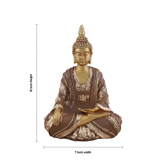 Buddha Sitting Statue - 10 x 7 Inches | Resin Idol/ Buddha Murti For Home Decor