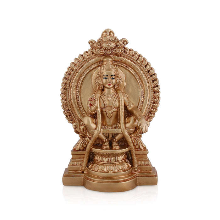 Ayyappan Sitting On Base Murti - 9 x 5.25 Inches | Gold Polish Resin Idol/ Iyyapan Statue For Pooja