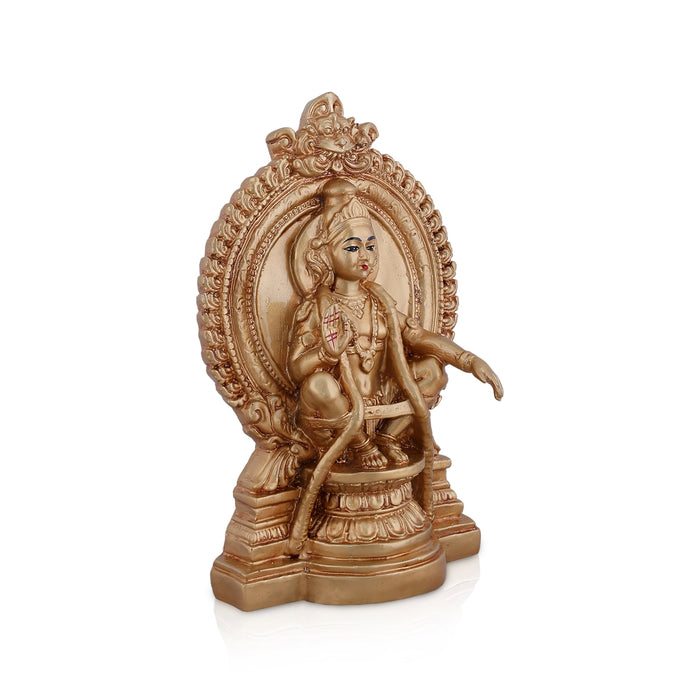Ayyappan Sitting On Base Murti - 9 x 5.25 Inches | Gold Polish Resin Idol/ Iyyapan Statue For Pooja
