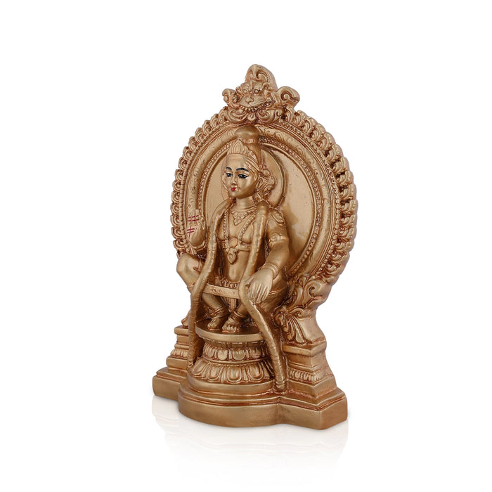 Ayyappan Sitting On Base Murti - 9 x 5.25 Inches | Gold Polish Resin Idol/ Iyyapan Statue For Pooja