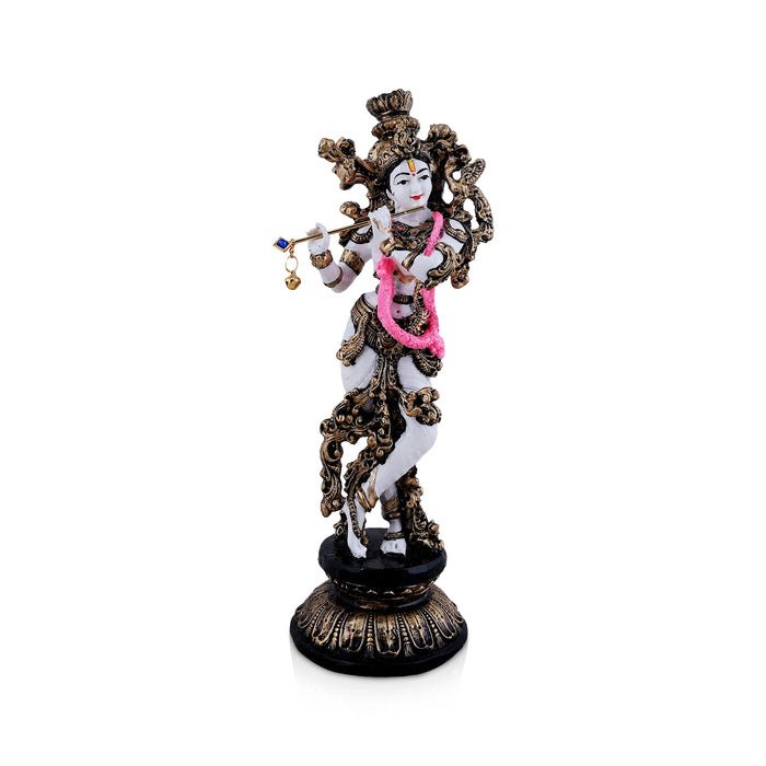 Krishna Standing On Base Statue - 11.5 x 3 Inches | Fibre Colour Idol/ Krishna Murti For Festive Decor