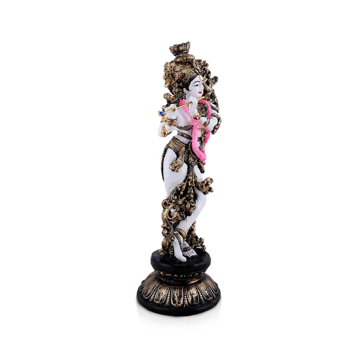Krishna Standing On Base Statue - 11.5 x 3 Inches | Fibre Colour Idol/ Krishna Murti For Festive Decor