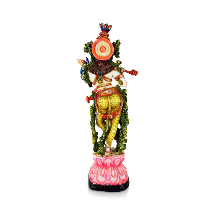 Krishna Murti Standing On Flower Base - 28 x 9 Inches | Fiber Statue/ Krishna Idol for Pooja