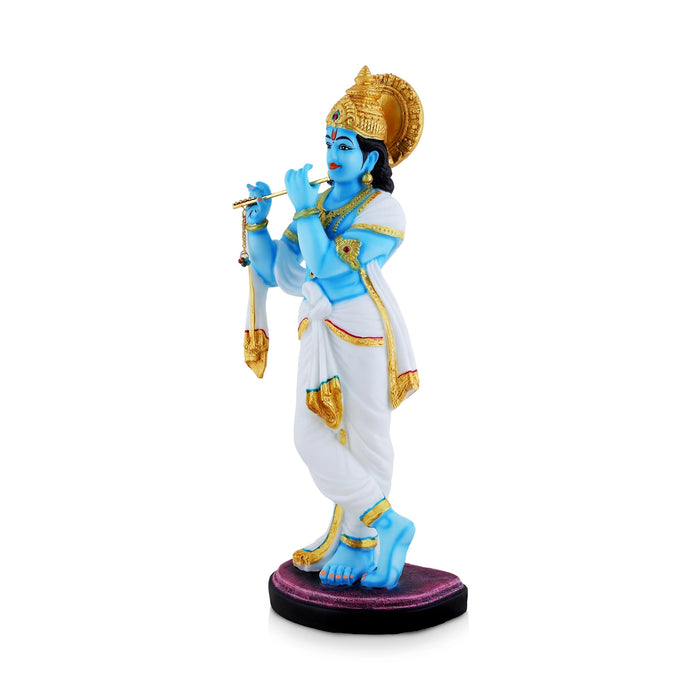 Krishna Standing On Base Murti - 16.5 x 5.5 Inches | Fiber Colour Idol/ Lord krishna Statue For Pooja Space - Resin / Fiber / Marble Dust Murties | Giri USA