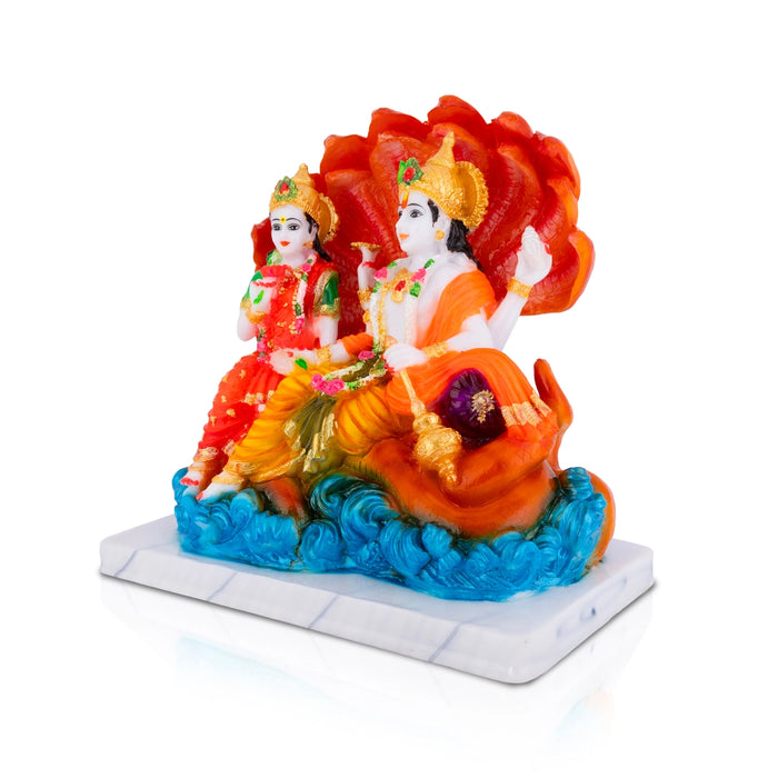 Vishnu Lakshmi Sitting on Sheshnag Murt - 9 x 9 Inches | Resin Idol/ Vishnu Lakshmi Statue for Pooja