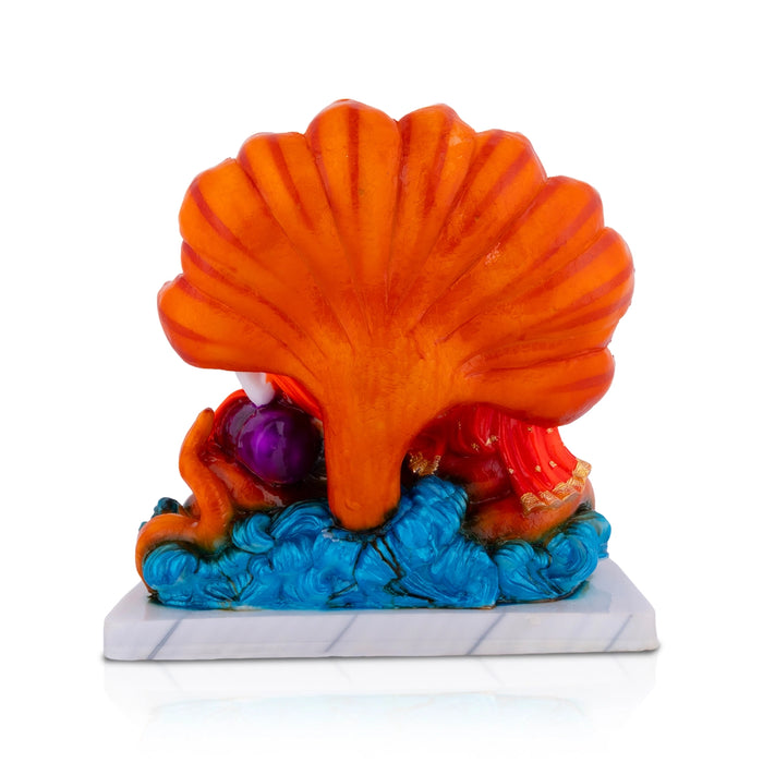 Vishnu Lakshmi Sitting on Sheshnag Murt - 9 x 9 Inches | Resin Idol/ Vishnu Lakshmi Statue for Pooja