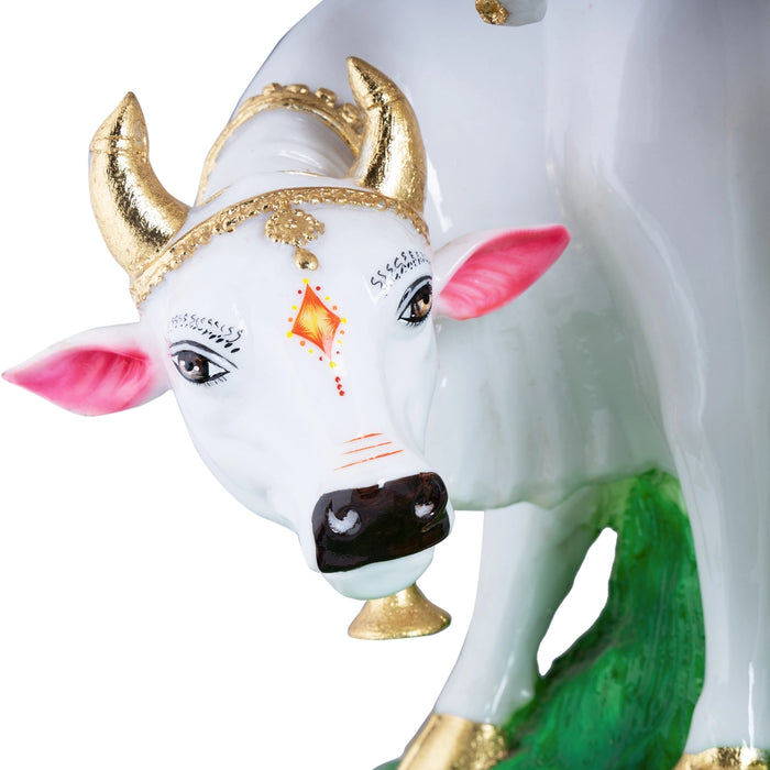 Cow Krishna Murti Standing On Base - 26 x 20 Inches | Resin Statue/ Cow Krishna Idol for Pooja