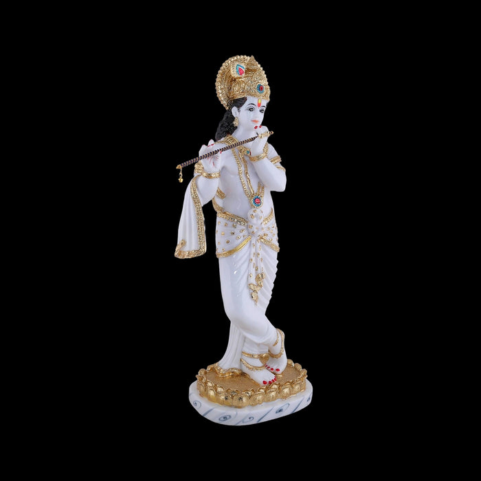 Krishna Standing On Kamal Base Murti - 26 x 10 Inches | Fibre Idol/ Kahna Ji Figurine For Home