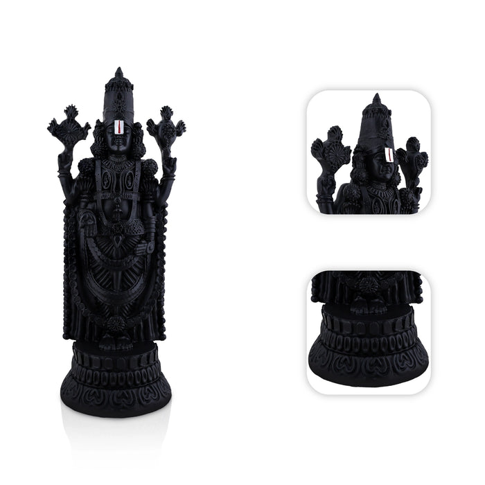 Balaji Standing On Base Murti - 11.5 x 5 Inches | Black Balaji Standing Statue/ Tirupati Balaji Idol for Pooja