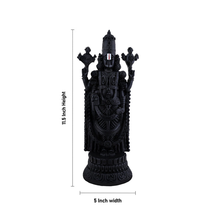 Balaji Standing On Base Murti - 11.5 x 5 Inches | Black Balaji Standing Statue/ Tirupati Balaji Idol for Pooja