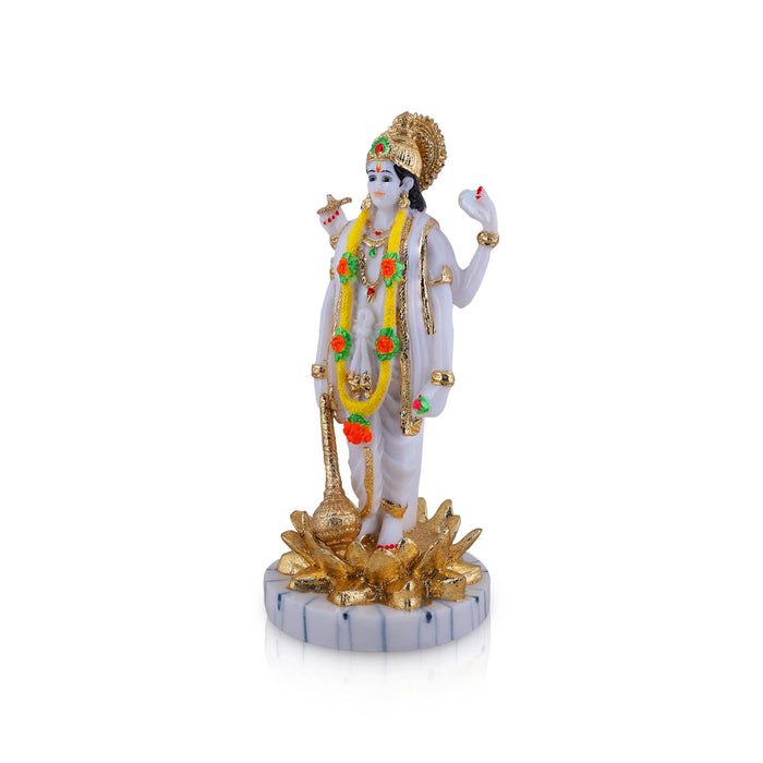Vishnu Standing On Kamal Base Murti - 12 x 5.5 Inches | Fibre Idol/ Lord Vishnu Statue For Pooja