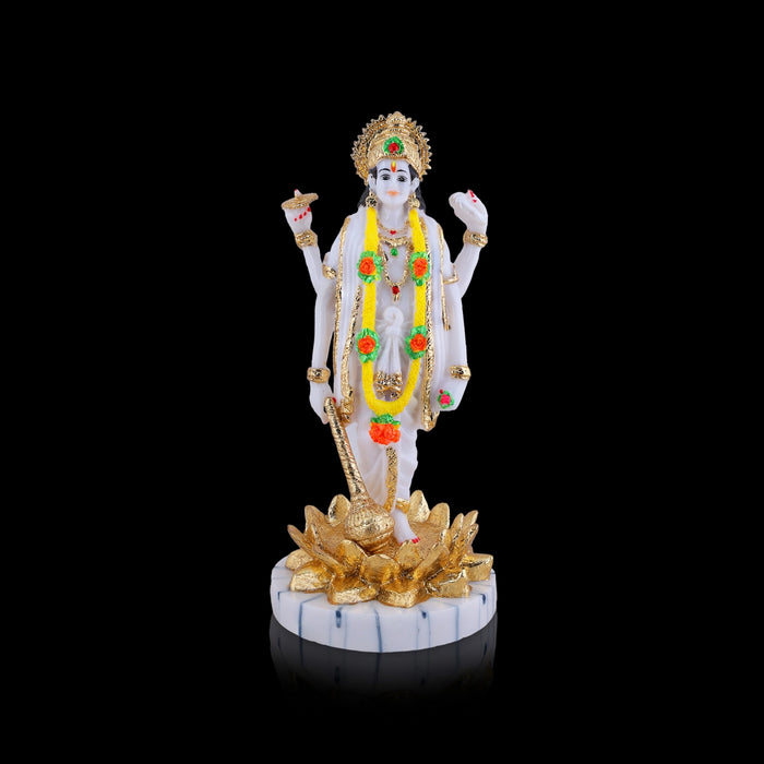 Vishnu Standing On Kamal Base Murti - 12 x 5.5 Inches | Fibre Idol/ Lord Vishnu Statue For Pooja