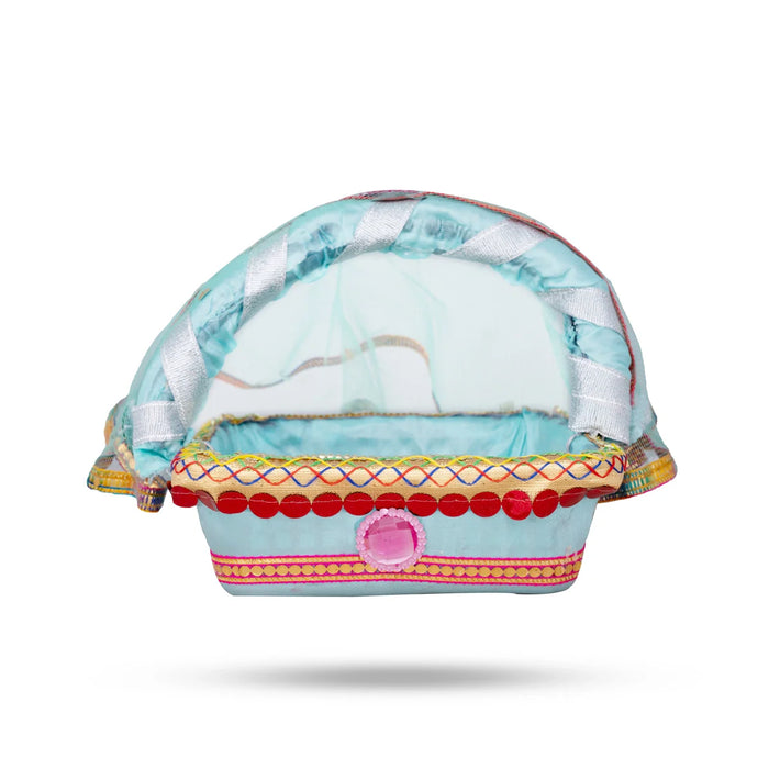 Lord Krishna Carry Basket with Handle - 6 x 6 Inches | Tokri Basket for Laddu Gopal