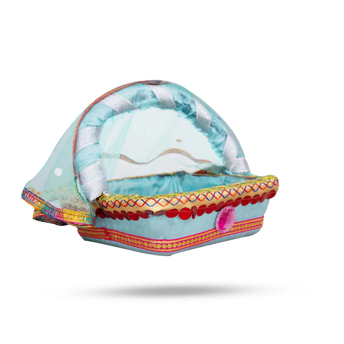 Lord Krishna Carry Basket with Handle - 6 x 6 Inches | Tokri Basket for Laddu Gopal