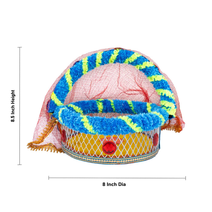 Laddu Gopal Basket With Handle - 8.5 x 8 Inches | Kanha Ji Ki Tokri/ Carry Basket for Little Krishna