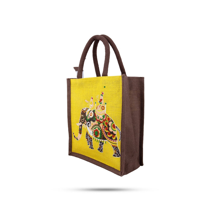 Jute Lunch Bag with Zip - 11 x 10 Inches | Jute Bag/ Handbag/ Tote Bag for Women/ Assorted Colour