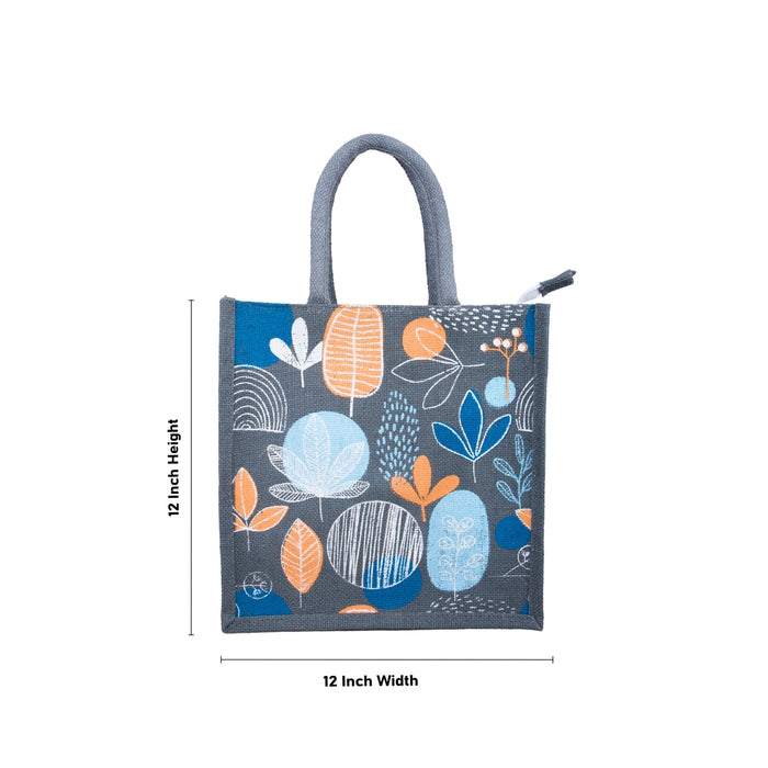 Jute Lunch Bag with Zip - 12 x 12 Inches | Jute Bag/ Handbag/ Tote Bag for Women/ Assorted Colour