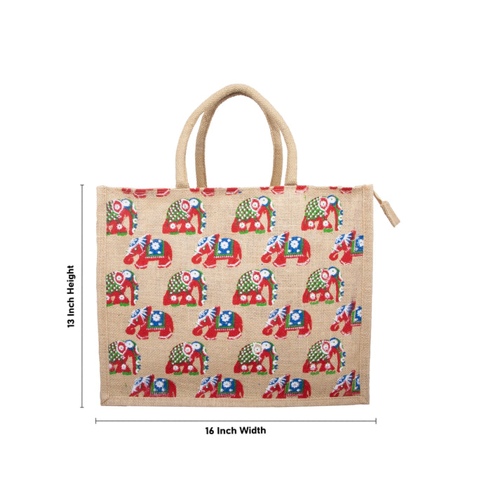 Jute Shopping Bag with Zip - 13 x 16 Inches | Jute Bag/ Handbag/ Tote Bag for Women/ Assorted Colour