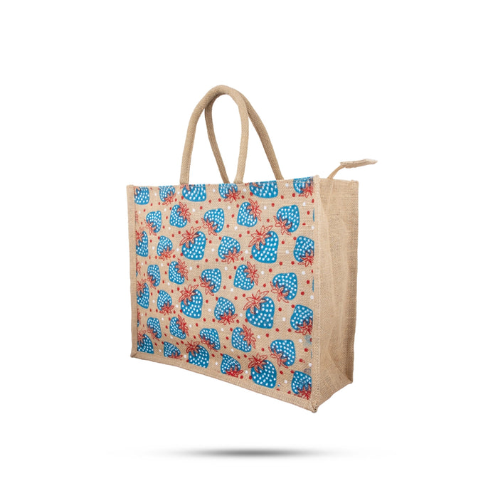 Jute Shopping Bag with Zip - 13 x 16 Inches | Jute Bag/ Handbag/ Tote Bag for Women/ Assorted Colour