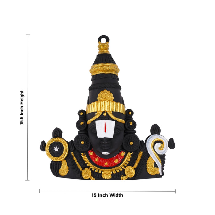 Balaji Murti Head Wall Hanging - 15.5 X 15 Inches | Wall Hanger/ Black &Plastic Wall Decoration For Home Decor