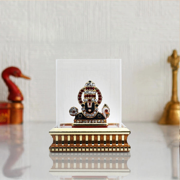 Balaji Murti - 3.5 x 2.75 Inches | Perumal Statue/ Multicolour Stone Balaji Idol With Dhoom for Table Top