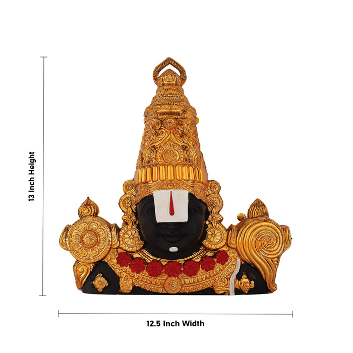 Balaji Murti Head Wall Hanging - 13 X 12.5 Inches | Gold Wall Hanger/ Plastic Wall Decoration For Home