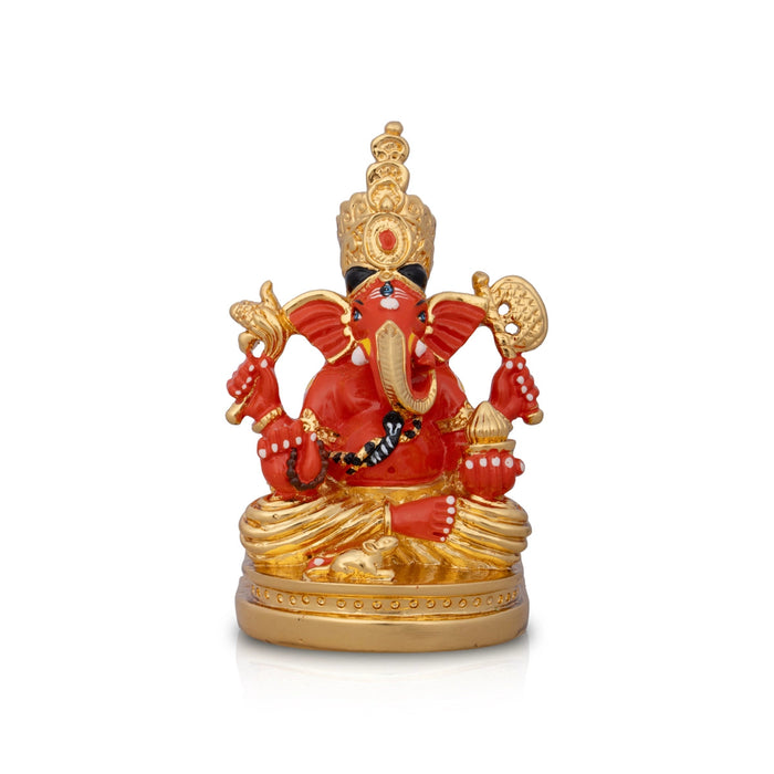 Mukut Ganesh Murti - 4.5 x 3 Inches | Ceramic Sculpture/ Ganpati Idol/ Vinayaka Statue for Pooja