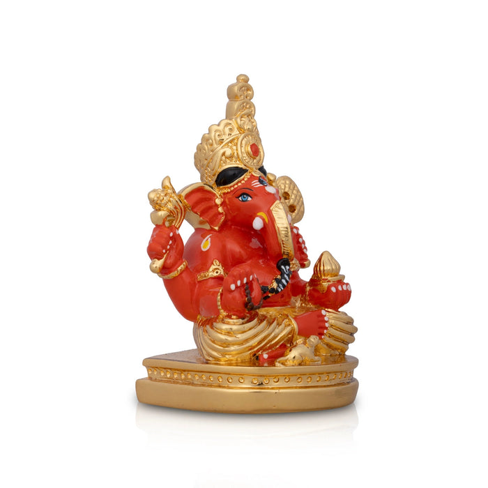 Mukut Ganesh Murti - 4.5 x 3 Inches | Ceramic Sculpture/ Ganpati Idol/ Vinayaka Statue for Pooja