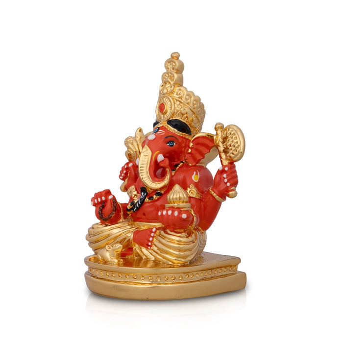 Mukut Ganesh Murti - 4.5 x 3 Inches | Ceramic Sculpture/ Ganpati Idol/ Vinayaka Statue for Pooja