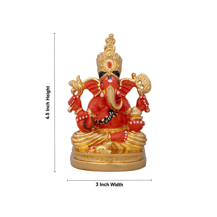 Mukut Ganesh Murti - 4.5 x 3 Inches | Ceramic Sculpture/ Ganpati Idol/ Vinayaka Statue for Pooja