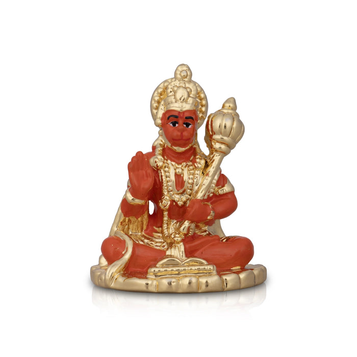 Anjaneya Statue - 2 x 1.5 Inches | Ceramic Sculpture/ Sitting Hanuman Statue for Pooja