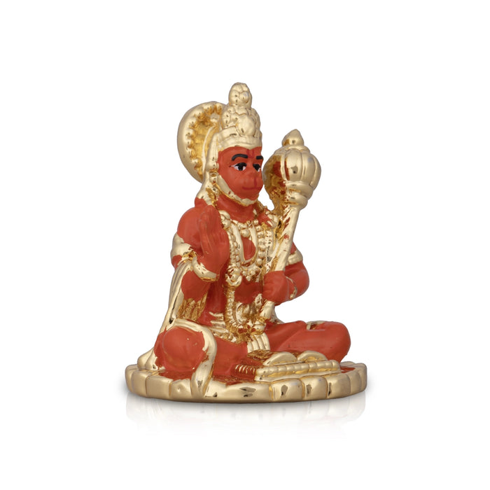 Anjaneya Statue - 2 x 1.5 Inches | Ceramic Sculpture/ Sitting Hanuman Statue for Pooja