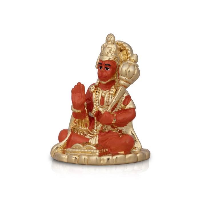 Anjaneya Statue - 2 x 1.5 Inches | Ceramic Sculpture/ Sitting Hanuman Statue for Pooja