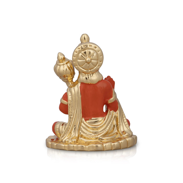 Anjaneya Statue - 2 x 1.5 Inches | Ceramic Sculpture/ Sitting Hanuman Statue for Pooja