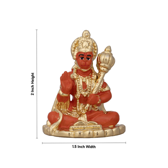 Anjaneya Statue - 2 x 1.5 Inches | Ceramic Sculpture/ Sitting Hanuman Statue for Pooja