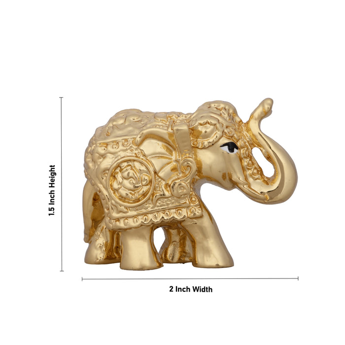 Elephant Statue - 1.5 x 2 Inches | Ceramic Sculpture/ Gold Polish Elephant Figurine/ Elephant Sculpture for Home