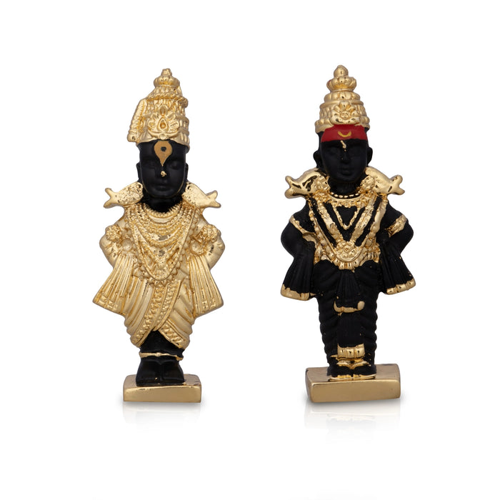 Panduranga Rukmini Pair - 3 x 1 Inches | Ceramic Sculpture/ Standing Rukmini Panduranga Murti for Pooja
