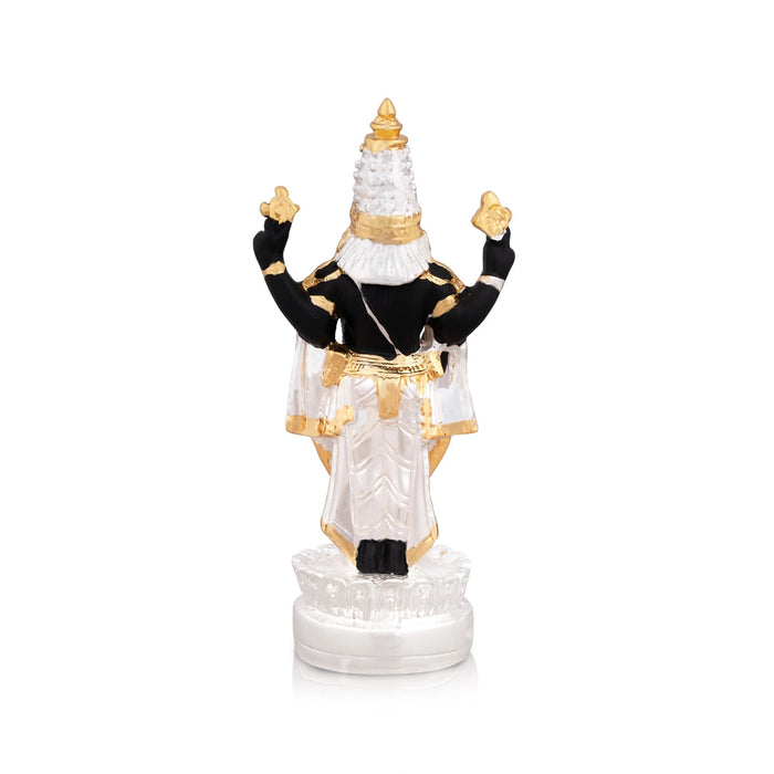 Vishnu Murti Standing On Lotus - 5 x 2.25 Inches | Silver Polish Venkateswara Swamy Idol/ Resin Statue for Pooja