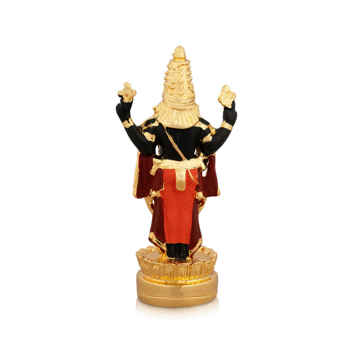 Vishnu Murti Standing On Lotus - 5 x 2.25 Inches | Resin Balaji Idol/ Gold Polish Balaji Murti for Pooja