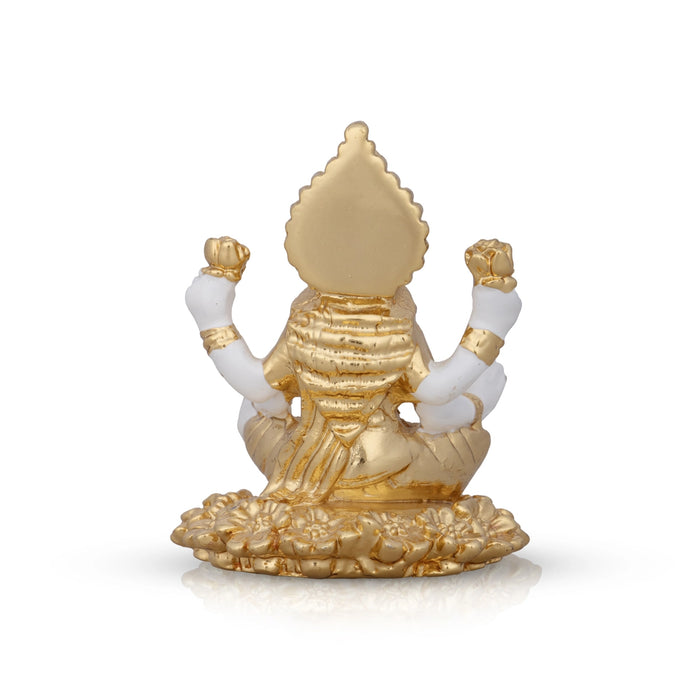 Lakshmi Idol Sitting On Flower - 3 x 2 Inches | Ceramic Sculpture/ Lakshmi Murti/ Laxmi Murti for Pooja