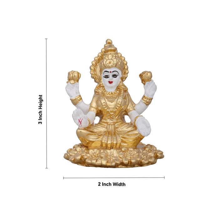 Lakshmi Idol Sitting On Flower - 3 x 2 Inches | Ceramic Sculpture/ Lakshmi Murti/ Laxmi Murti for Pooja