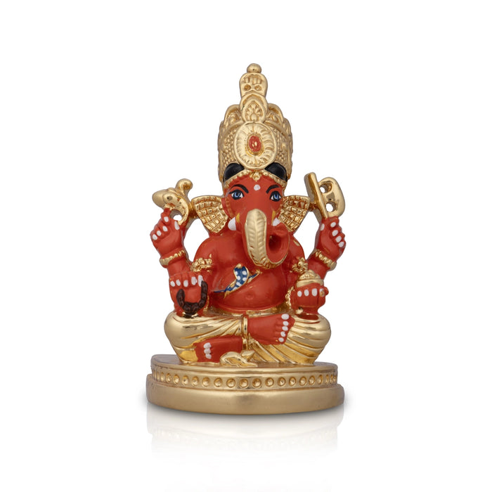 Ganesh Murti - 3 x 2 Inches | Sitting Ganpati Murti/ Ceramic Sculpture for Pooja