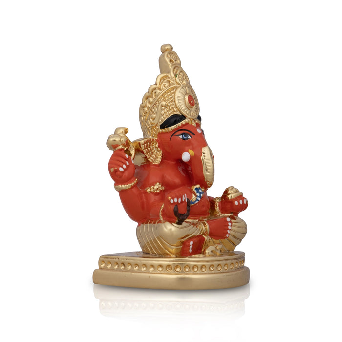 Ganesh Murti - 3 x 2 Inches | Sitting Ganpati Murti/ Ceramic Sculpture for Pooja